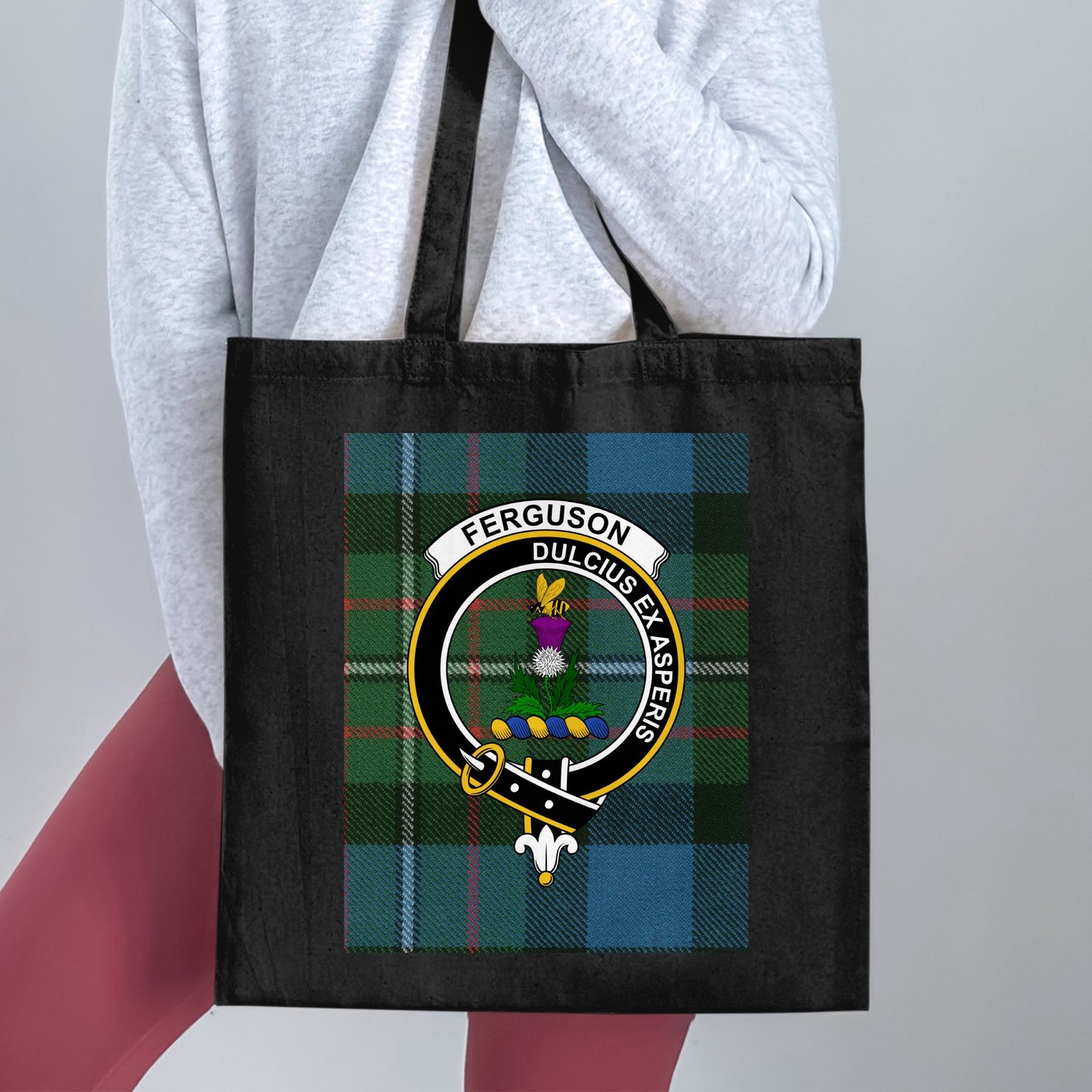 Ferguson Clan Scottish Tartan Crest Design Tote Bag - Living Stone Gifts