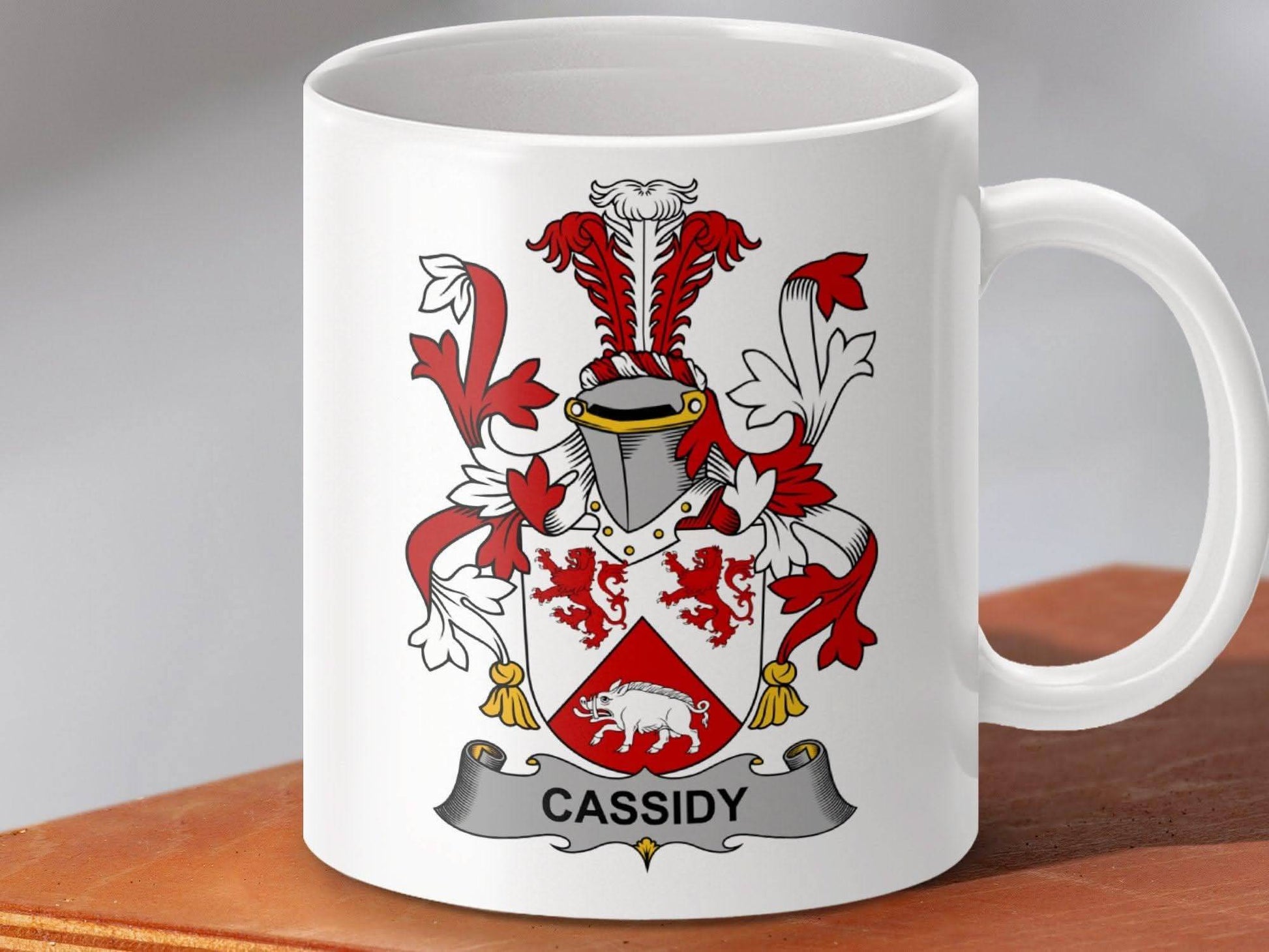Cassidy Irish Surname Family Crest Graphic Design Mug - Celtic Ancestry Gifts