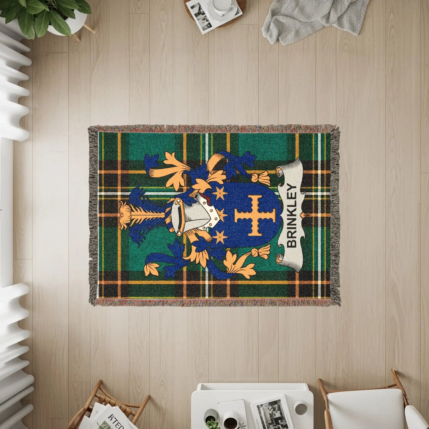 Brinkley Family Crest Plaid Green Woven Blanket product type