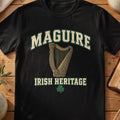 Maguire Irish Heritage black Gildan 64000 T-shirt with Celtic harp design