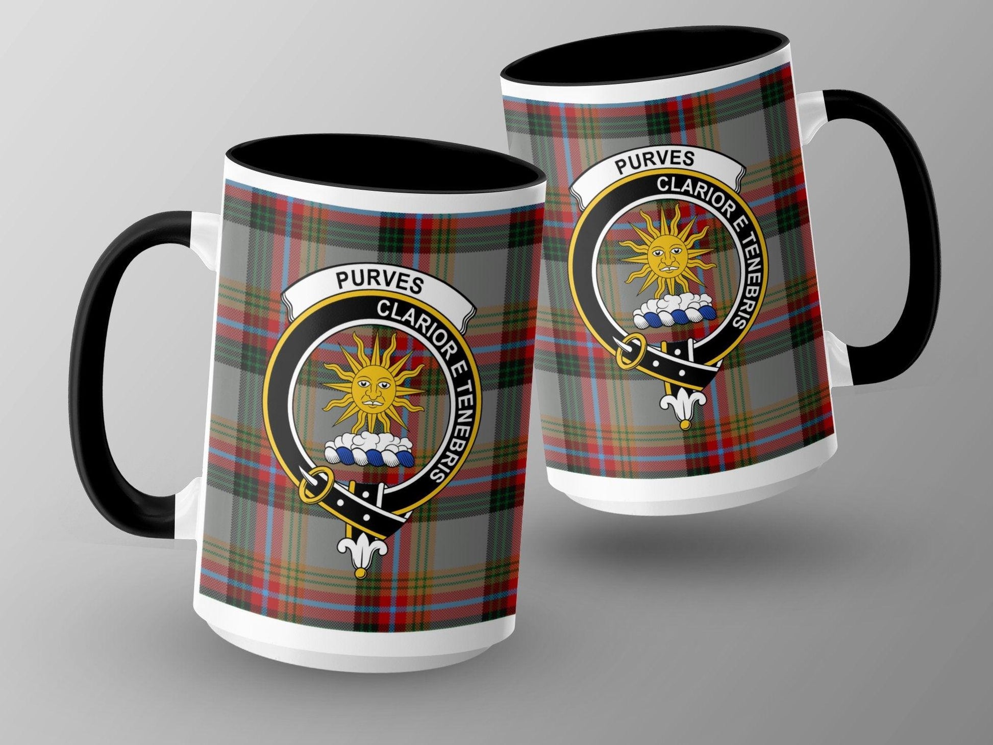 Purves Scottish Clan Crest Tartan Design Mug - Living Stone Gifts