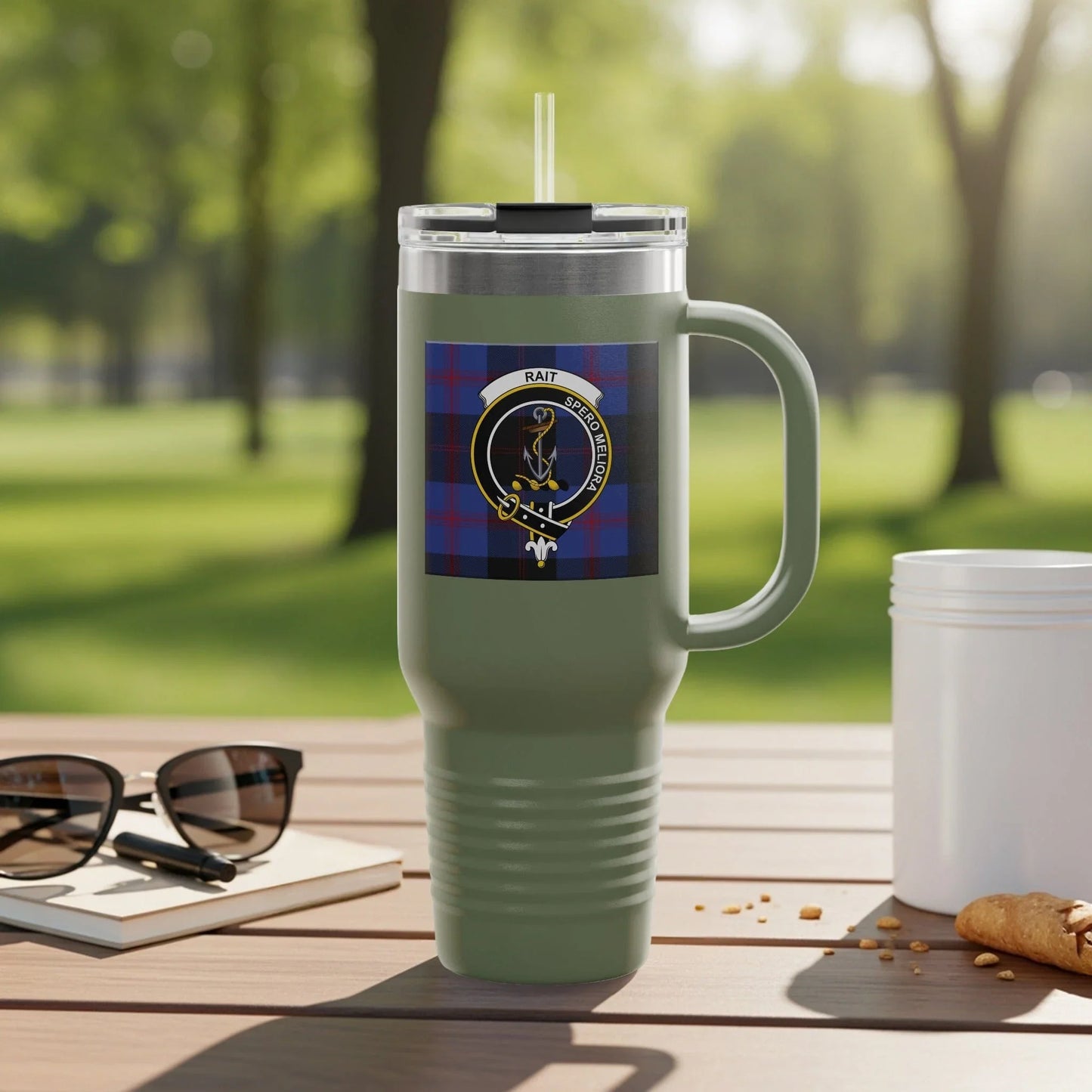 Insulated Travel Mug with Handle and Straw product type