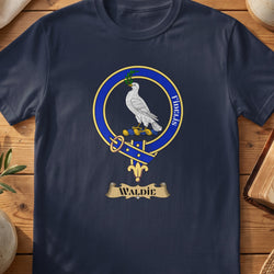 Waldie Scottish clan crest T-shirt in Navy
