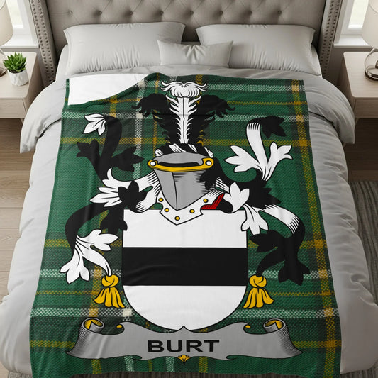 Burt Family Crest Plaid Blanket Unique Gift Product