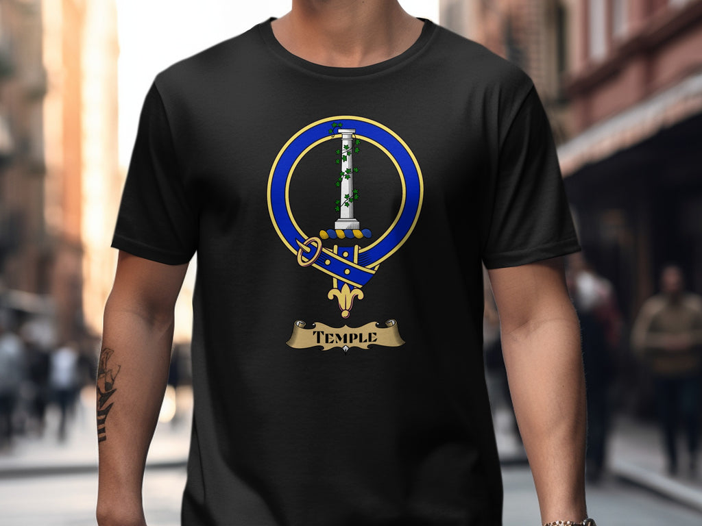 Temple Scottish clan crest design on Black T-shirt