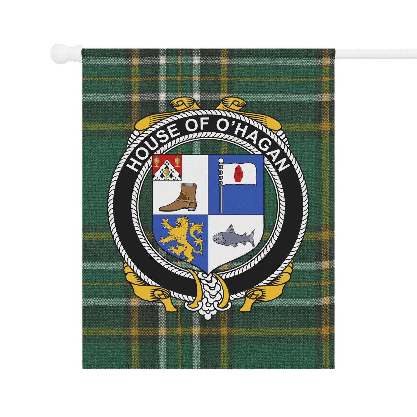 House of O'Hagan Coat of Arms Tartan Flag product