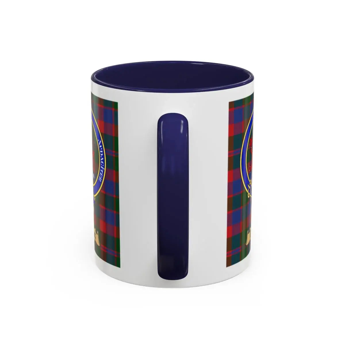 Ewing clan crest mug shown in 11 oz and 15 oz sizes