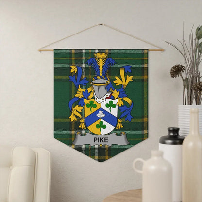 Personalized Pike Coat of Arms on Plaid Wall Hanging product