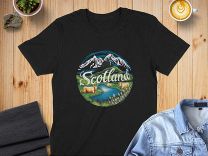 Scenic Scottish Highland Landscape Artwork T-Shirt - Living Stone Gifts