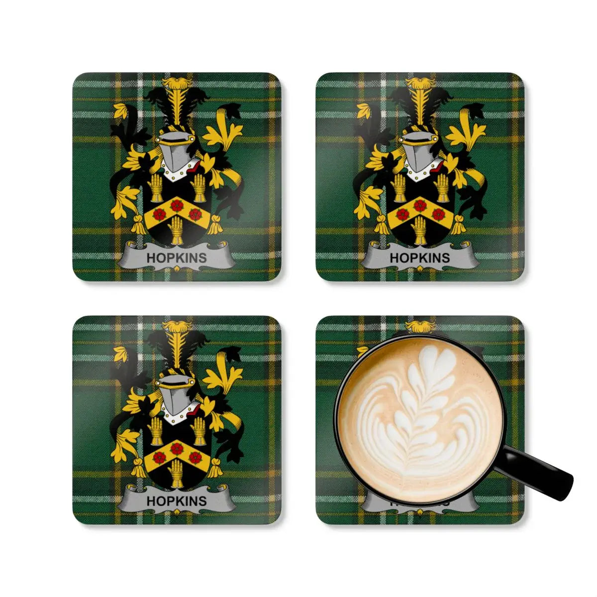 Hopkins Coat Of Arms Plaid Design Coasters product