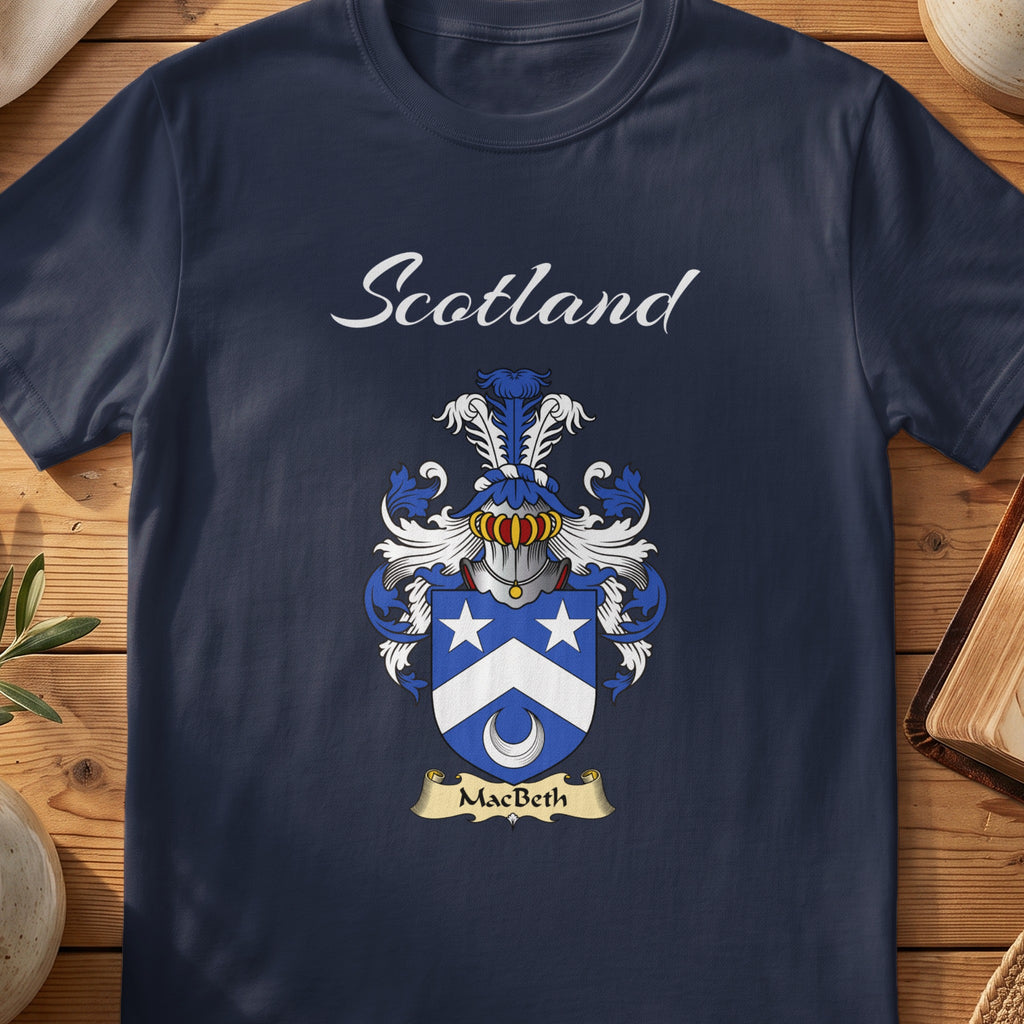 MacBeth Scottish family shield T-shirt in Navy