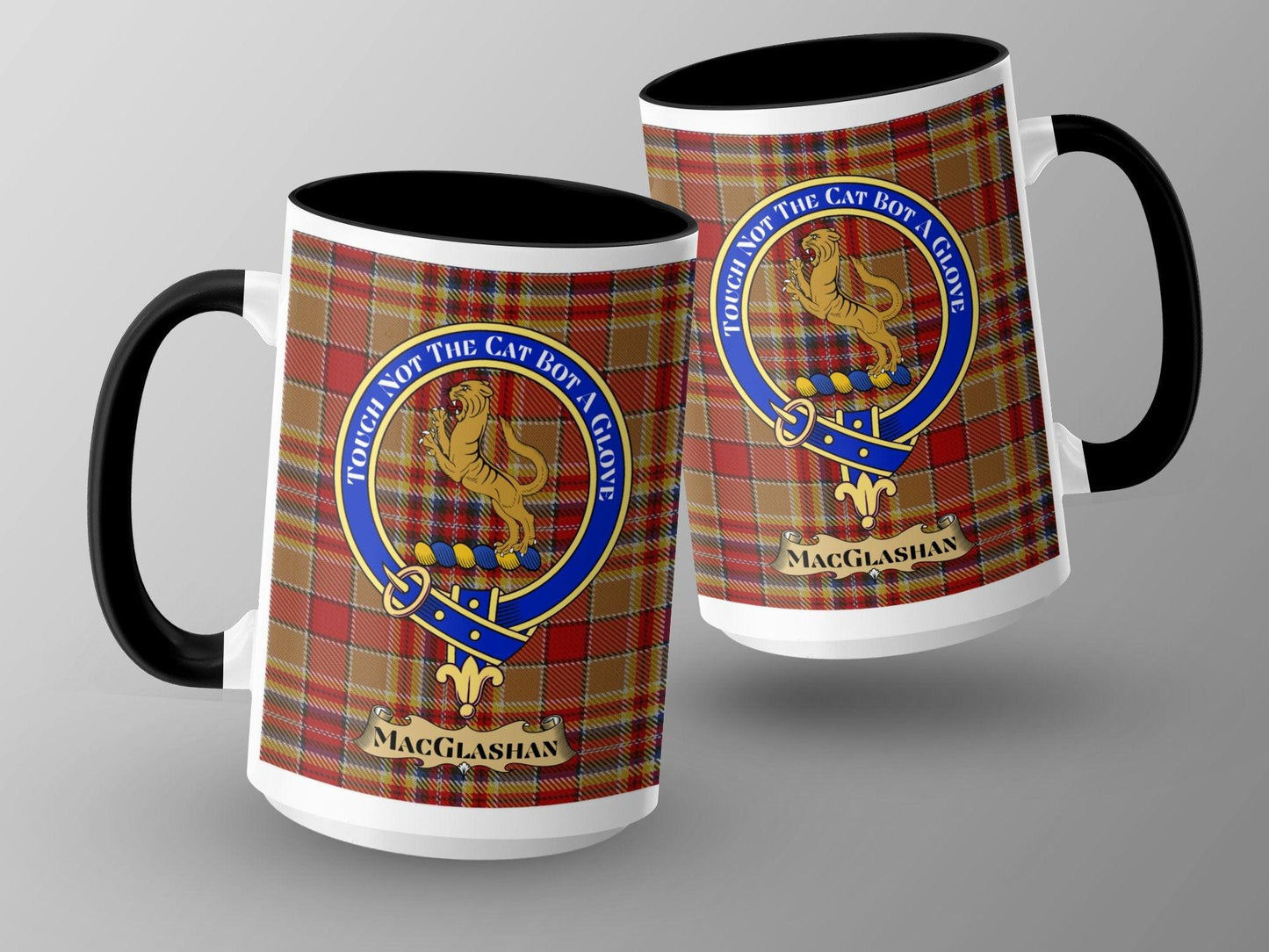 Authentic MacGlashan Clan Crest and Tartan Plaid Mug - Living Stone Gifts