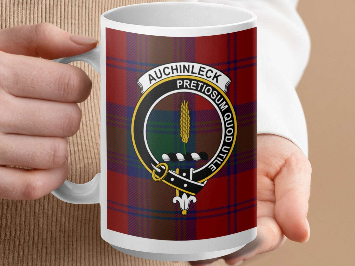 Auchinleck Family Tartan Crest Design Decorative Mug - Living Stone Gifts