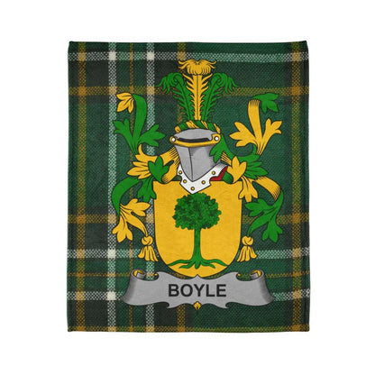 Boyle Family Crest Green and Yellow Plaid Blanket product