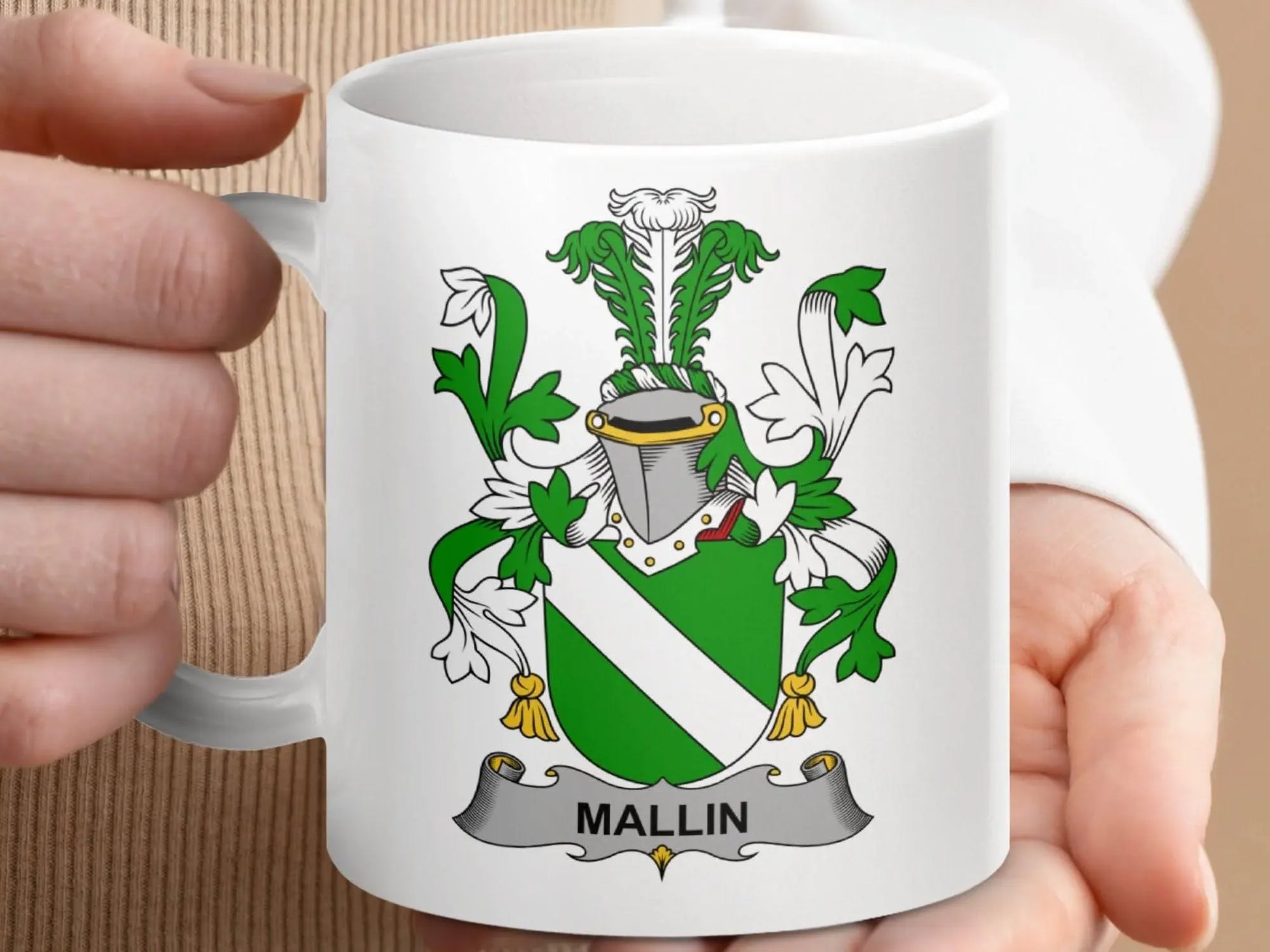 Mallin Surname Irish Family Crest Mug - Celtic Ancestry Gifts