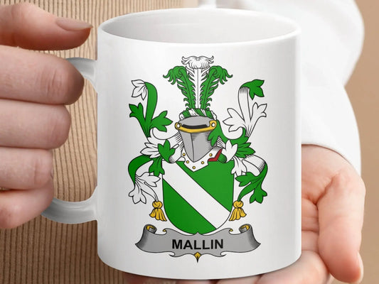 Mallin Surname Irish Family Crest Mug - Celtic Ancestry Gifts