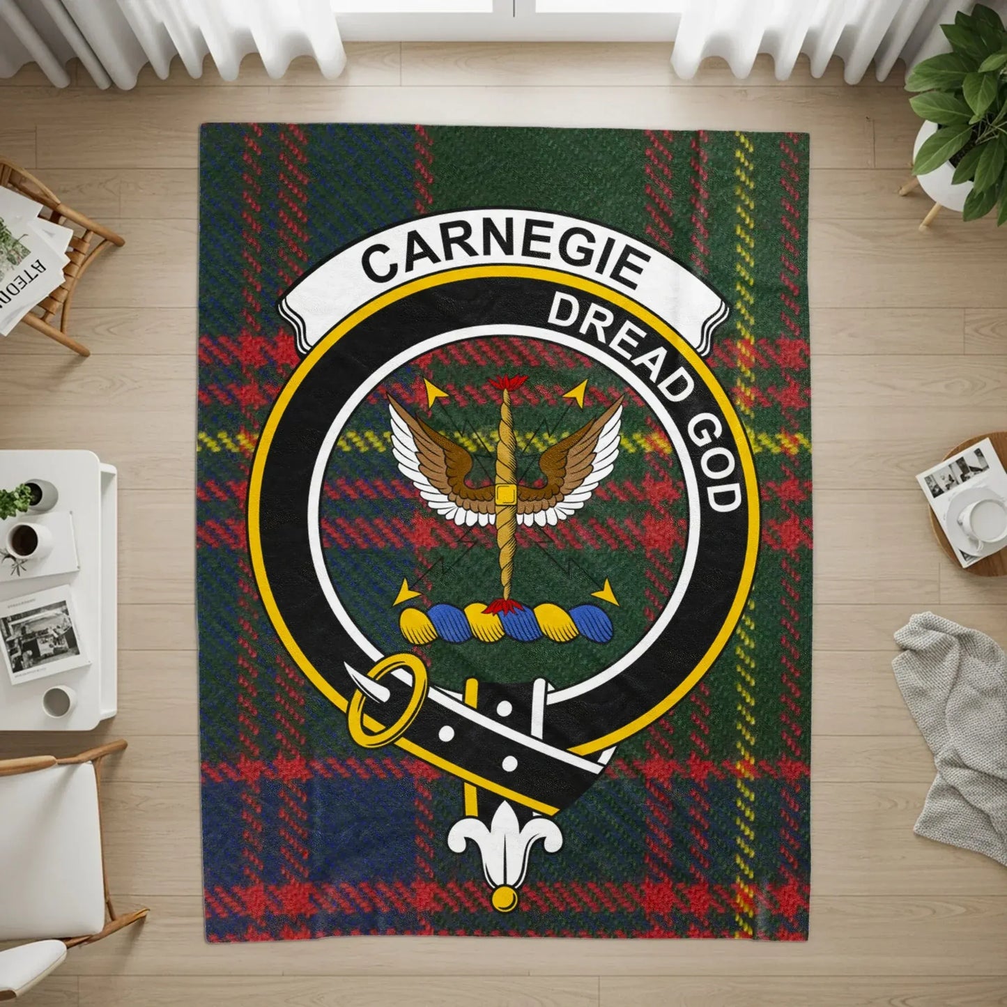 Carnegie Dread God Family Crest Tartan Rug product