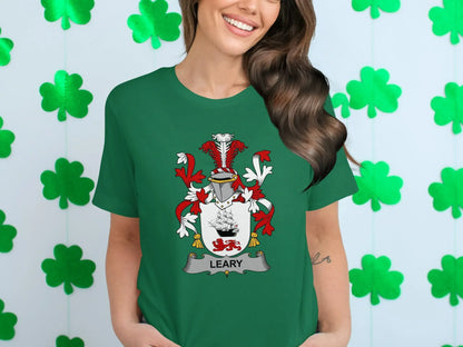 Leary Family Crest Emblem Green T-Shirt product type