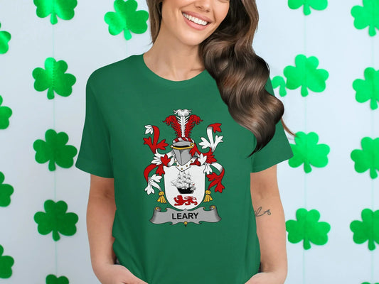 Leary Family Crest Emblem Green T-Shirt product type