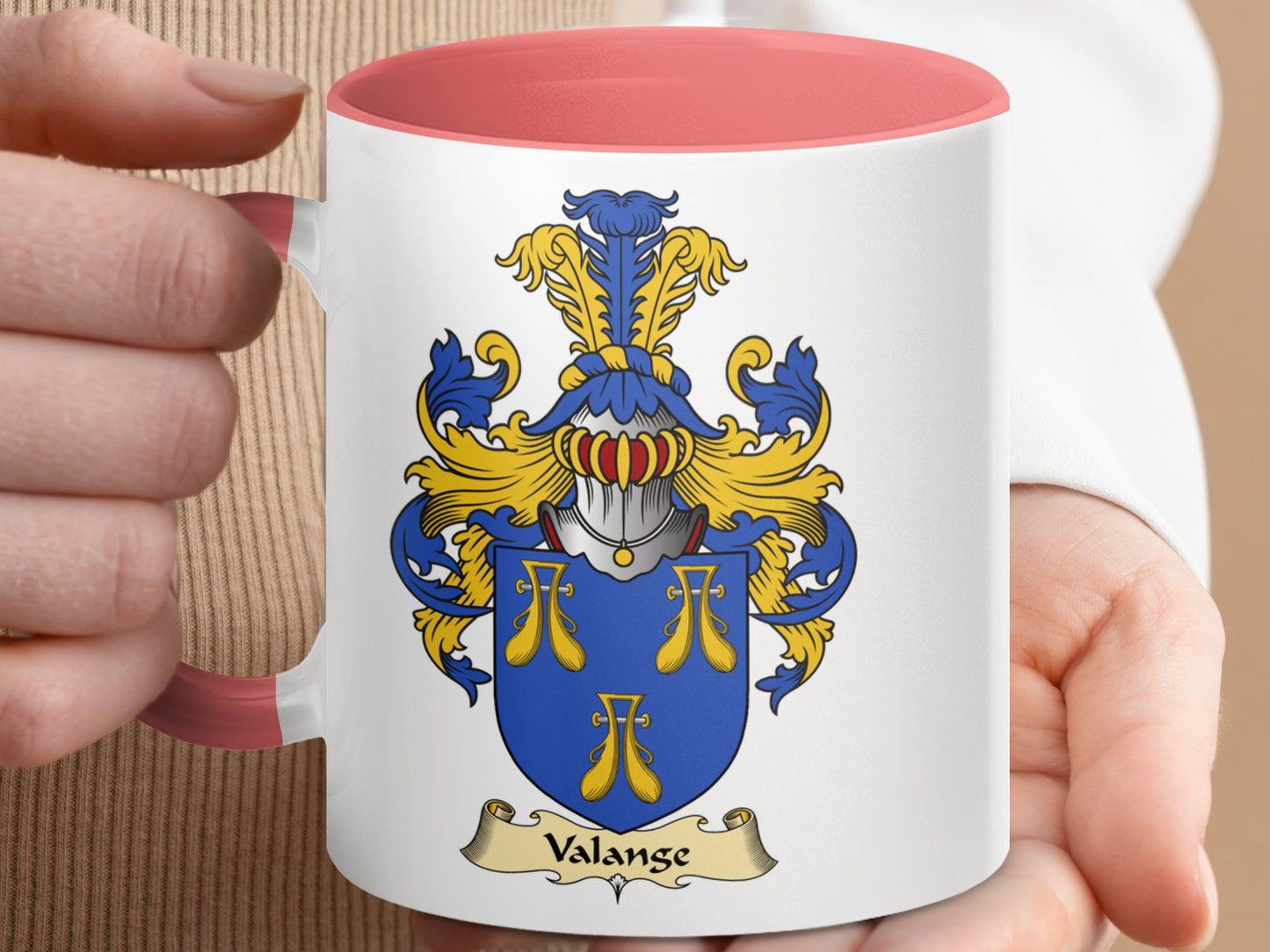 Valange Family Heraldry Crest Scottish Coat of Arms Mug - Living Stone Gifts