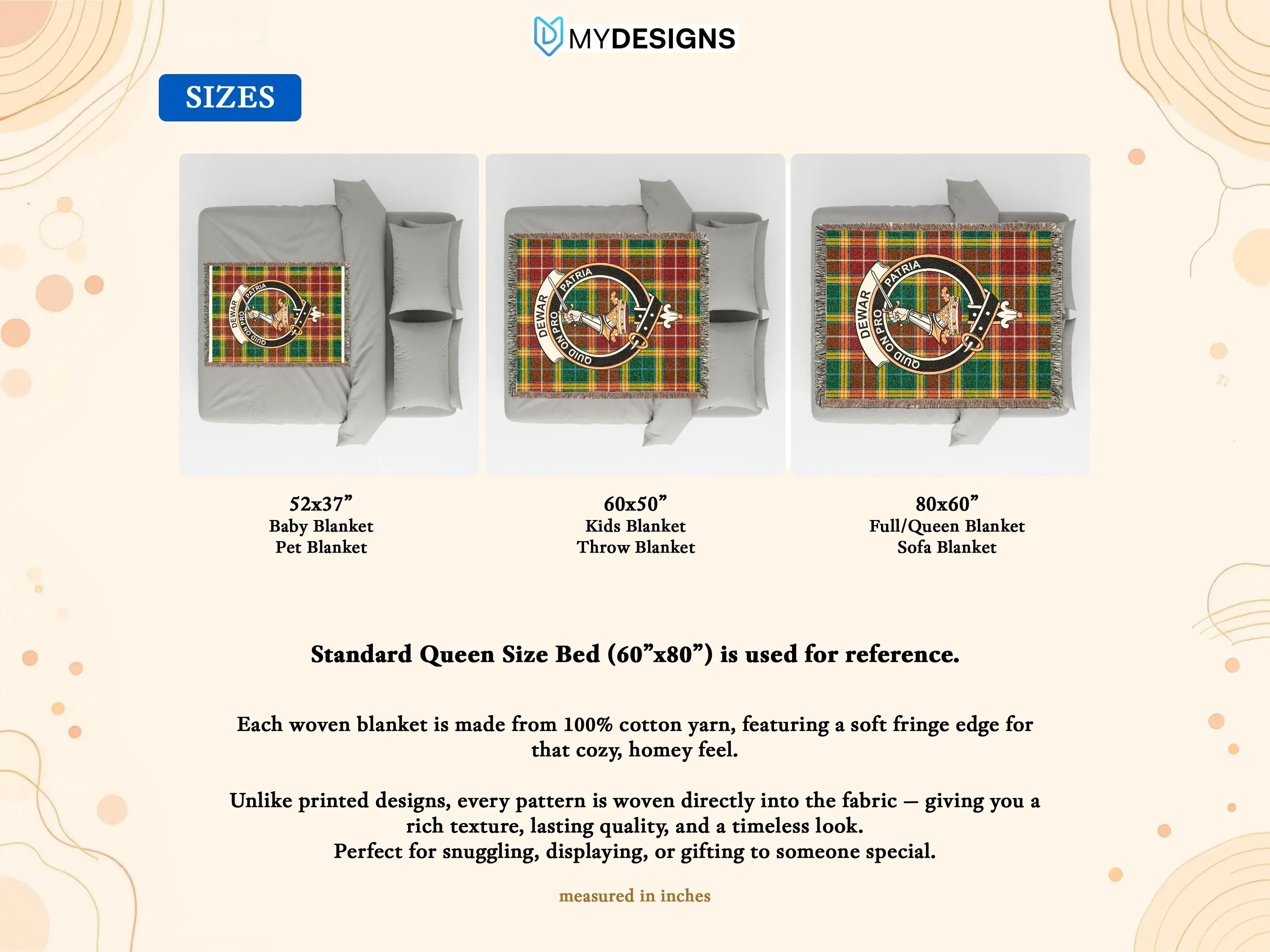 Dewar Tartan Plaid Blanket Multiple Sizes Throw Blanket