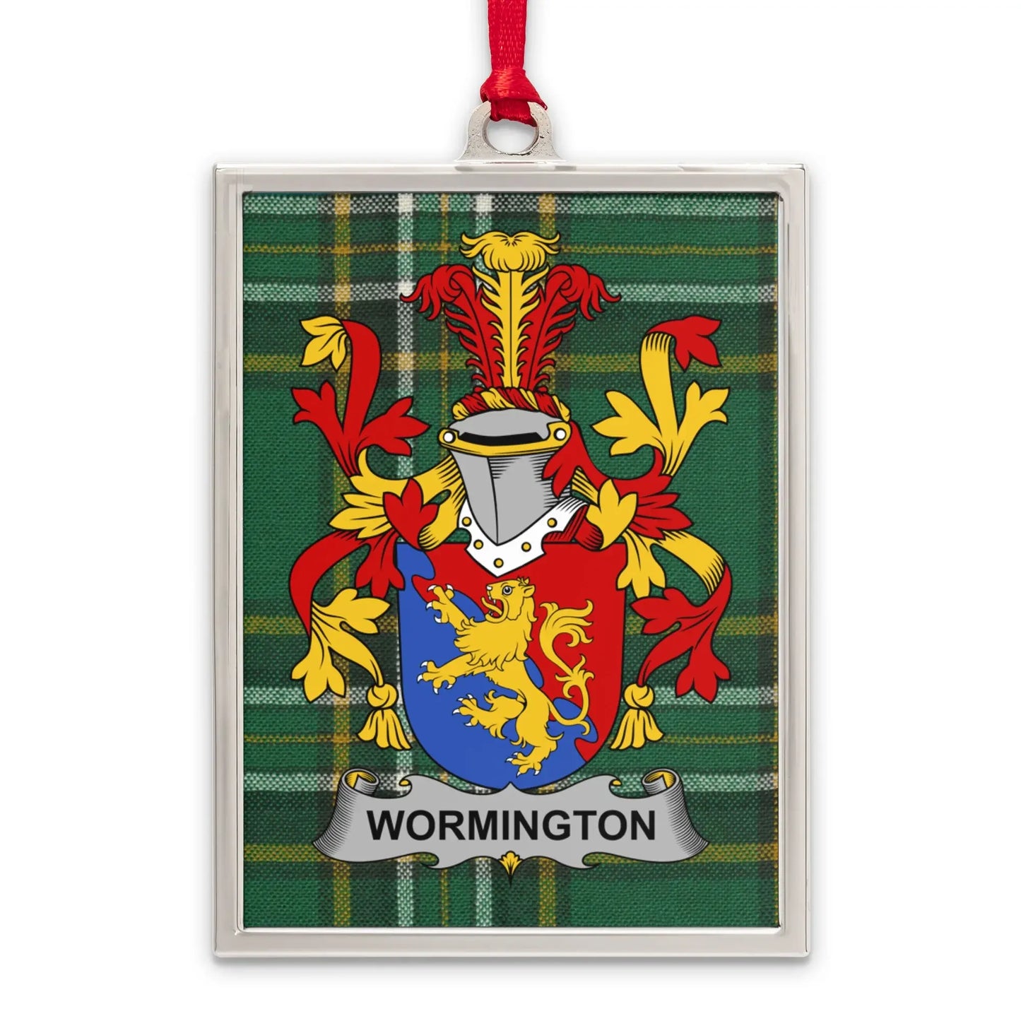 Wormington Coat of Arms Green Plaid Ornament product