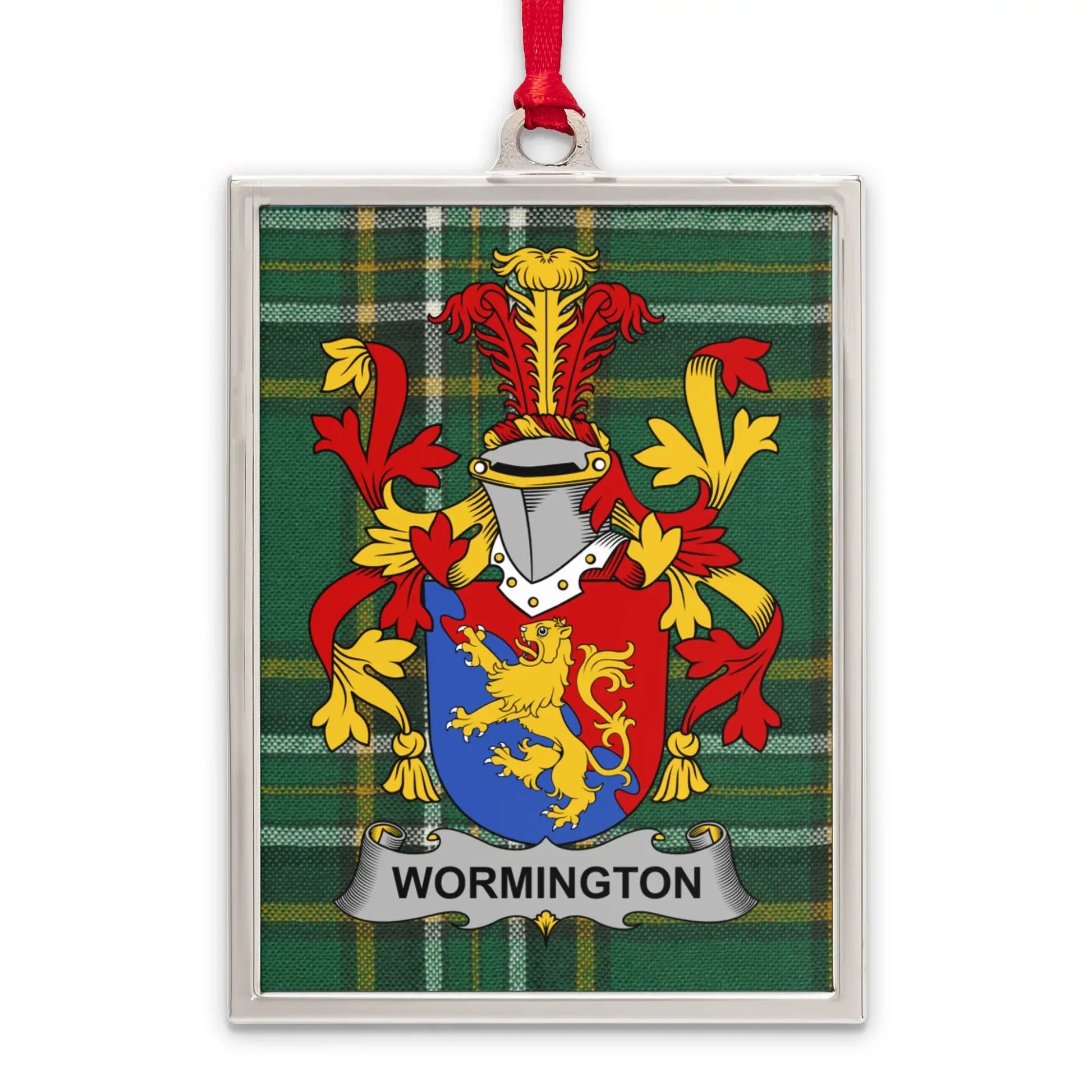 Wormington Coat of Arms Green Plaid Ornament product
