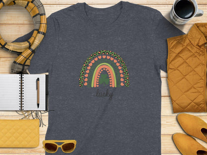 Lucky Rainbow Hearts Cute Graphic t-shirt - Celtic Ancestry Gifts