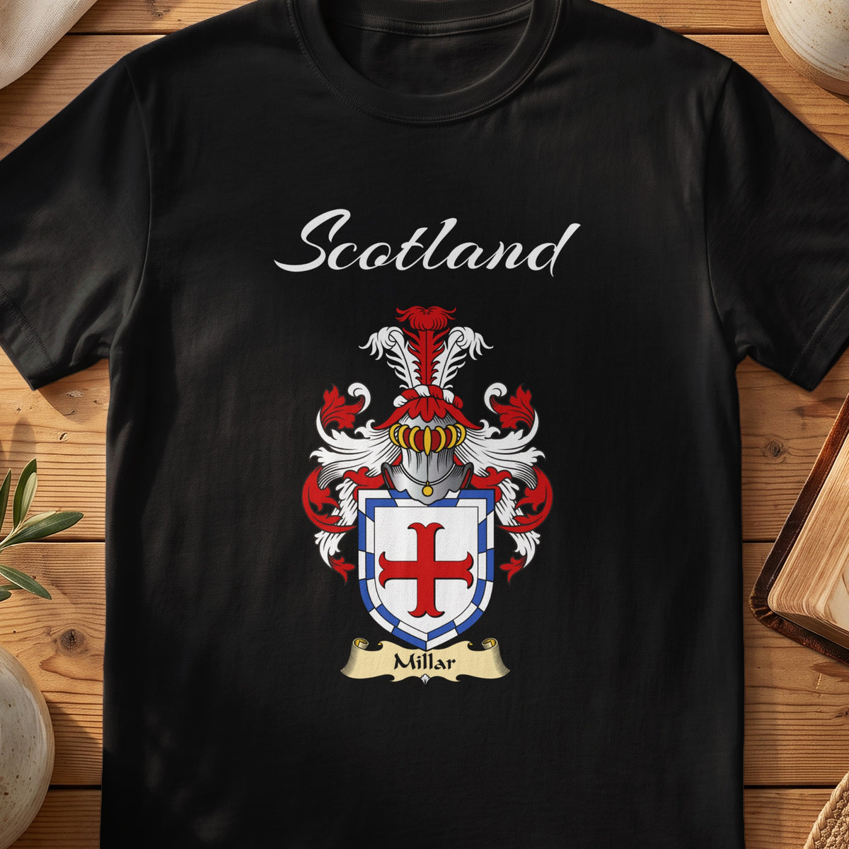 Millar Scottish family shield T-shirt in Black