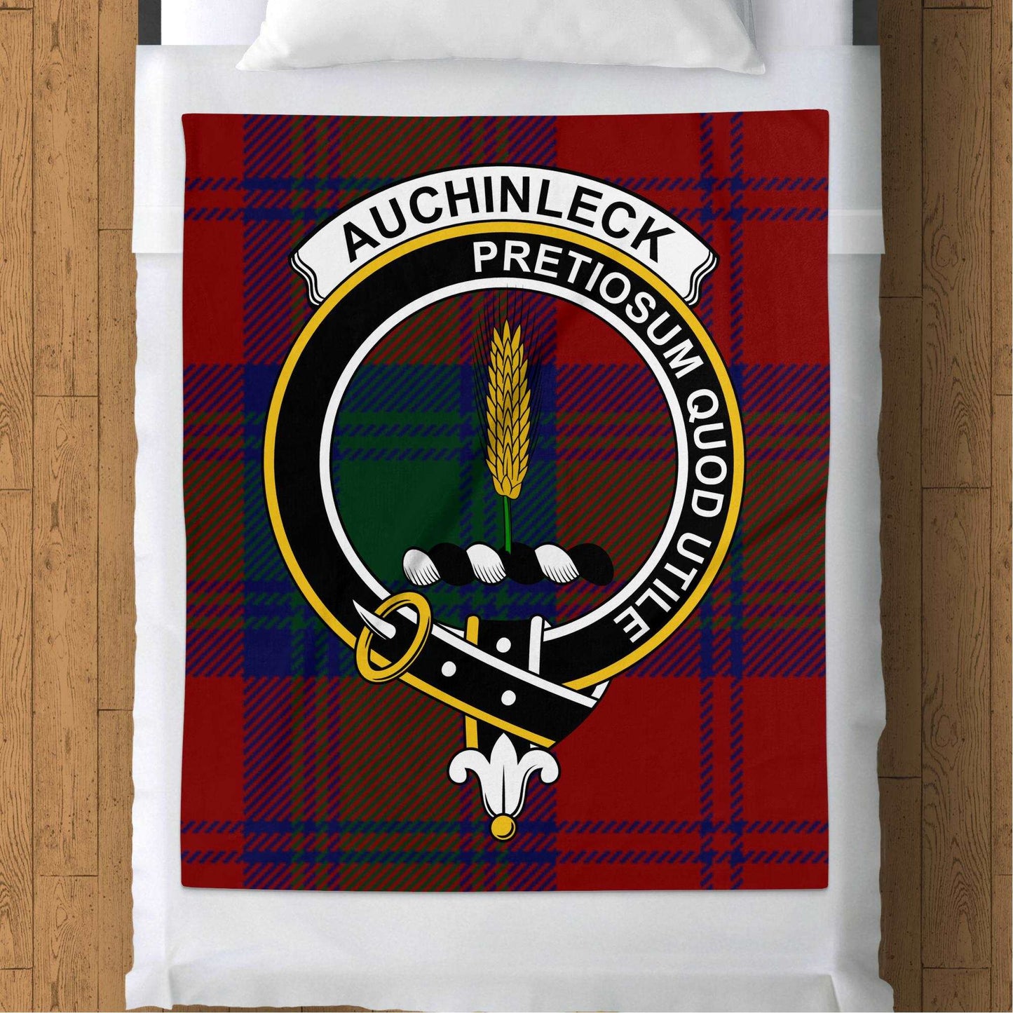 Auchinleck Scottish Tartan Crest Throw Blanket - Living Stone Gifts