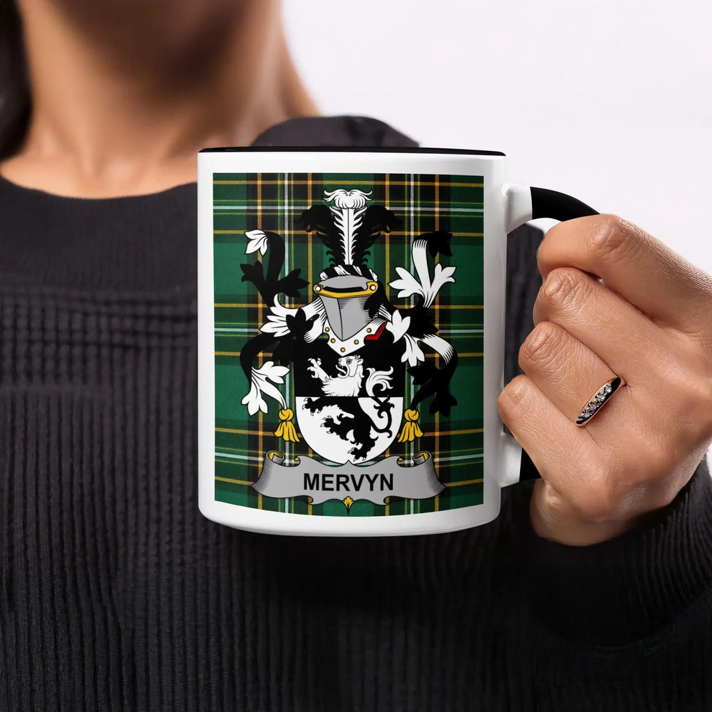 Mervyn Irish heritage mug with black handle and interior