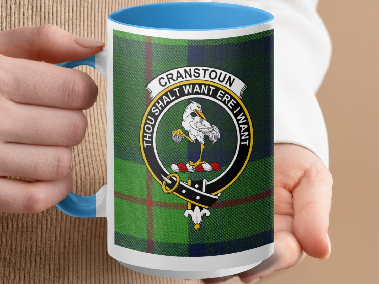 Clan Cranstoun Thou Shalt Want Ere I Want Crest Mug - Living Stone Gifts