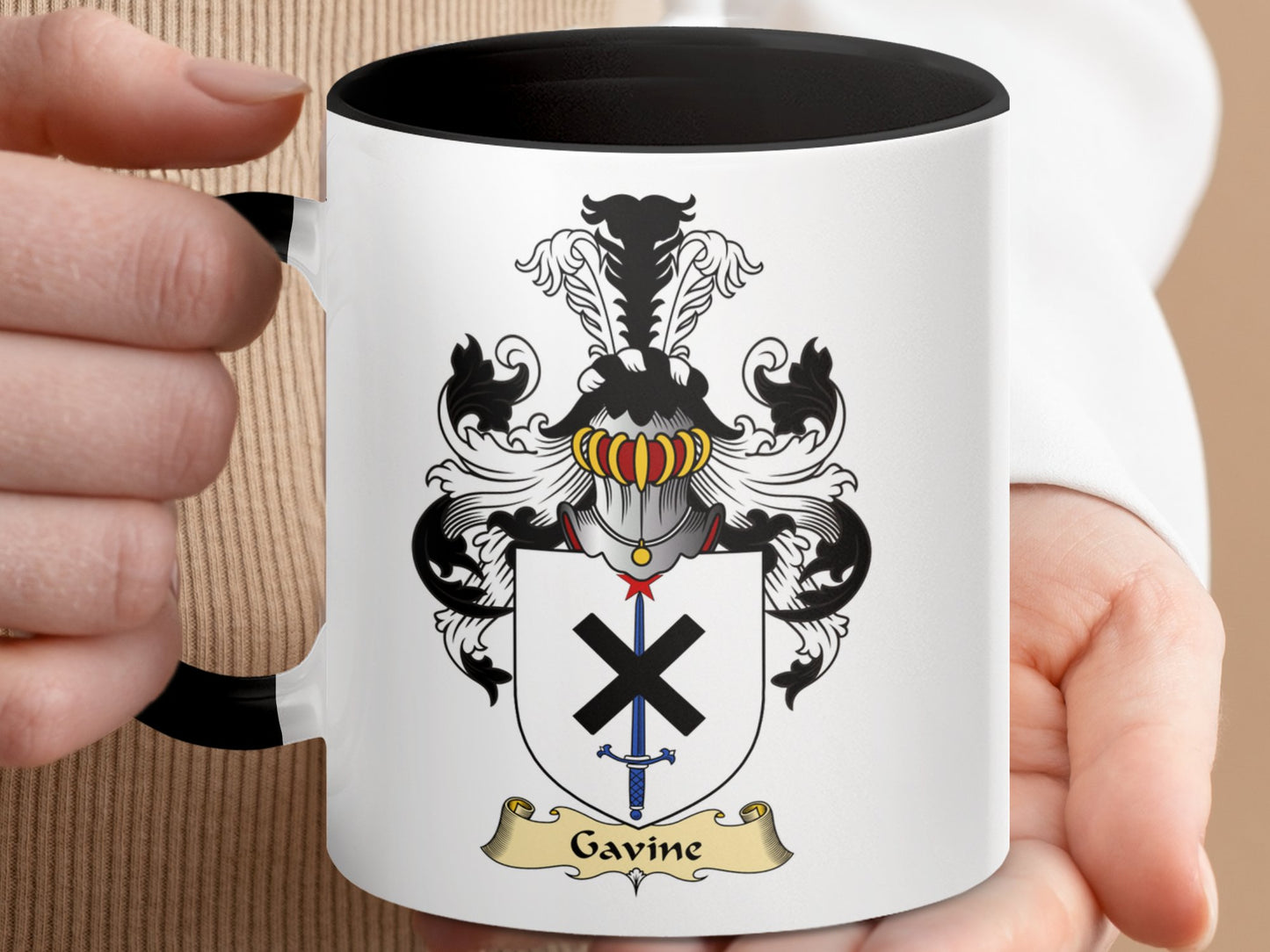 Gavin Scottish Coat of Arms Clan Accent Coffee Mug - Living Stone Gifts