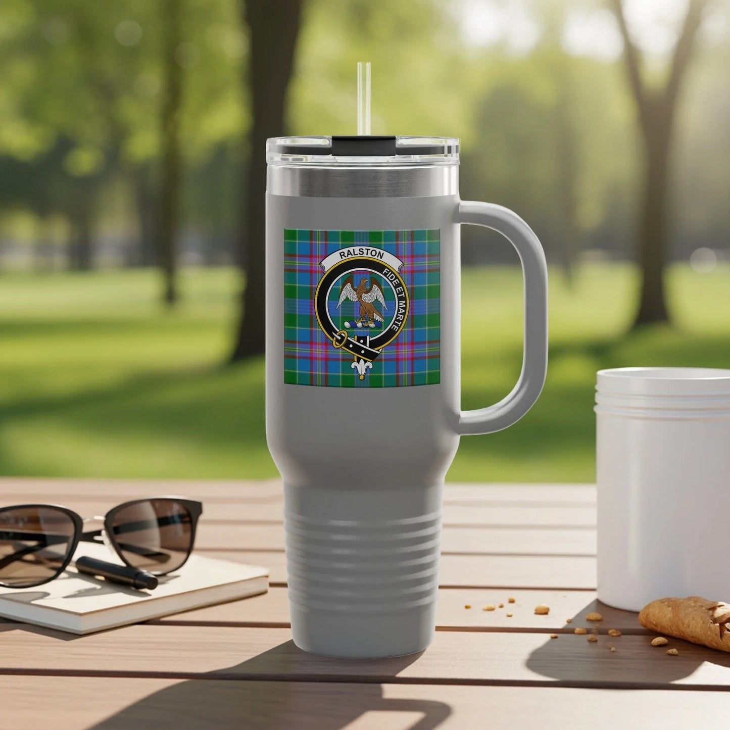 Ralston Scottish Clan Crest Tartan Travel Mug product