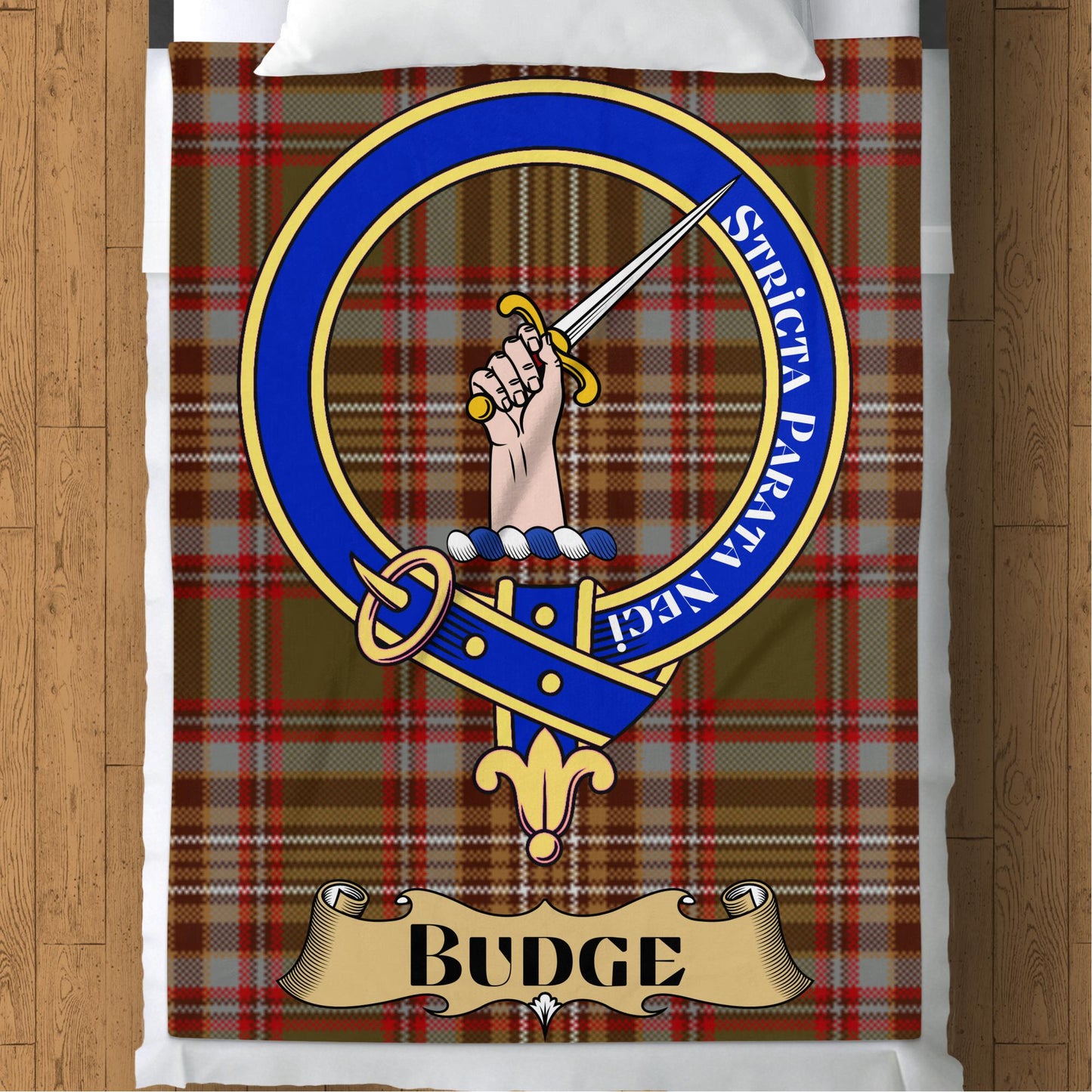 Scottish Clan Budge Crest Tartan Throw Blanket - Living Stone Gifts