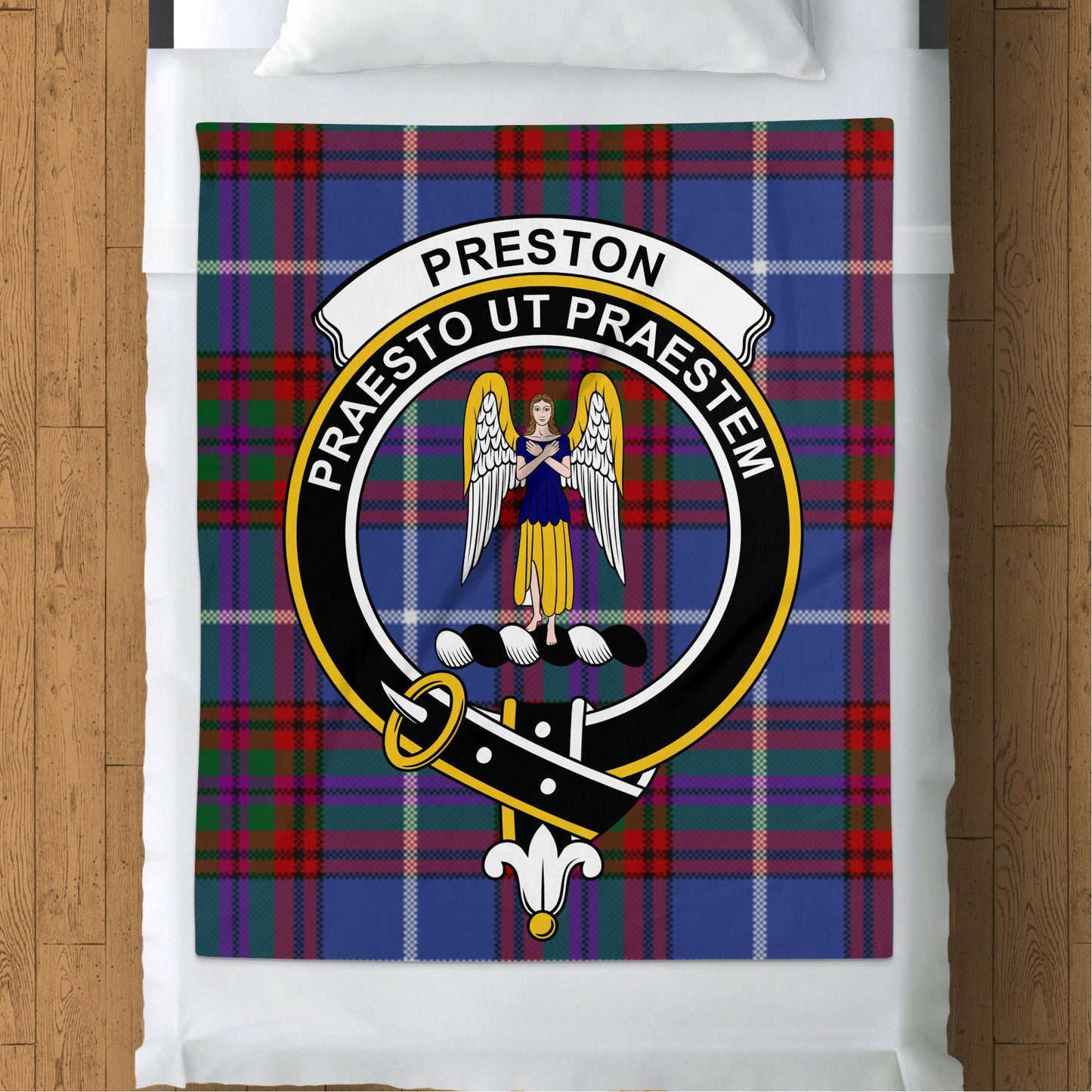 Custom Name Scottish or Irish Clan Crest Tartan Blanket - Choose Your Clan Crest - Living Stone Gifts