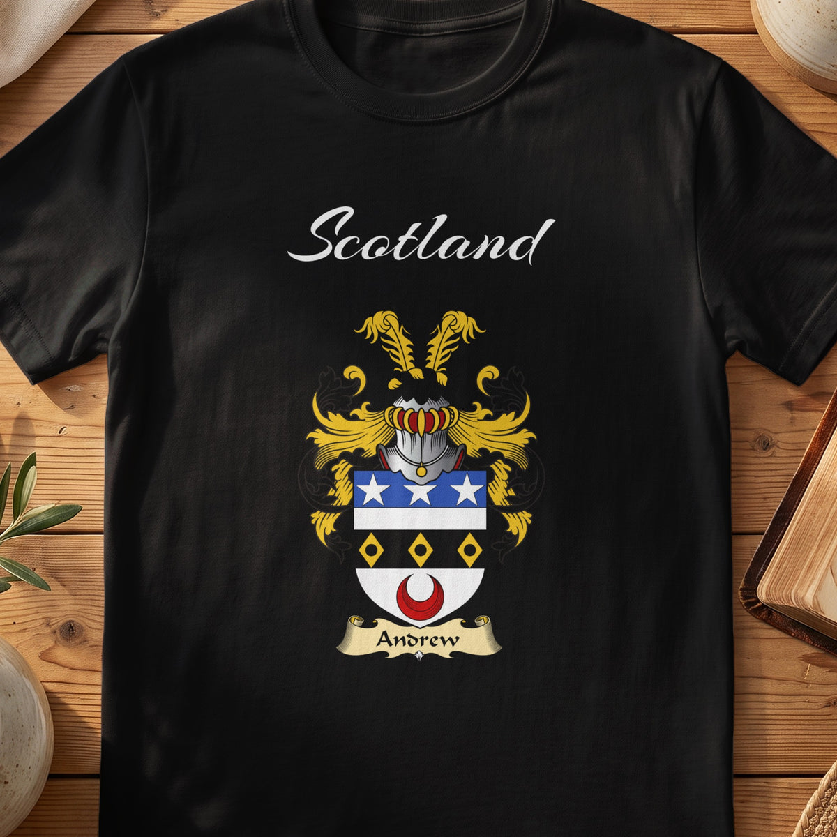 Andrew Scottish family shield T-shirt in Black