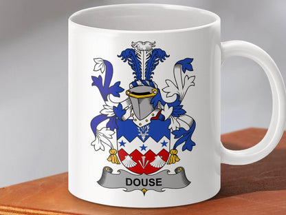 Douse Surname Irish Family Crest Mug - Celtic Ancestry Gifts