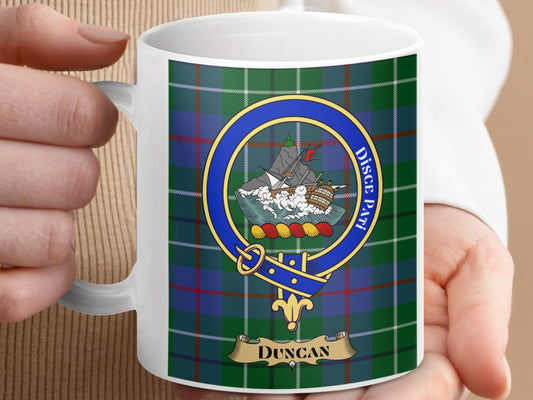 Duncan Scottish Clan Tartan Crest Patterned Mug - Living Stone Gifts