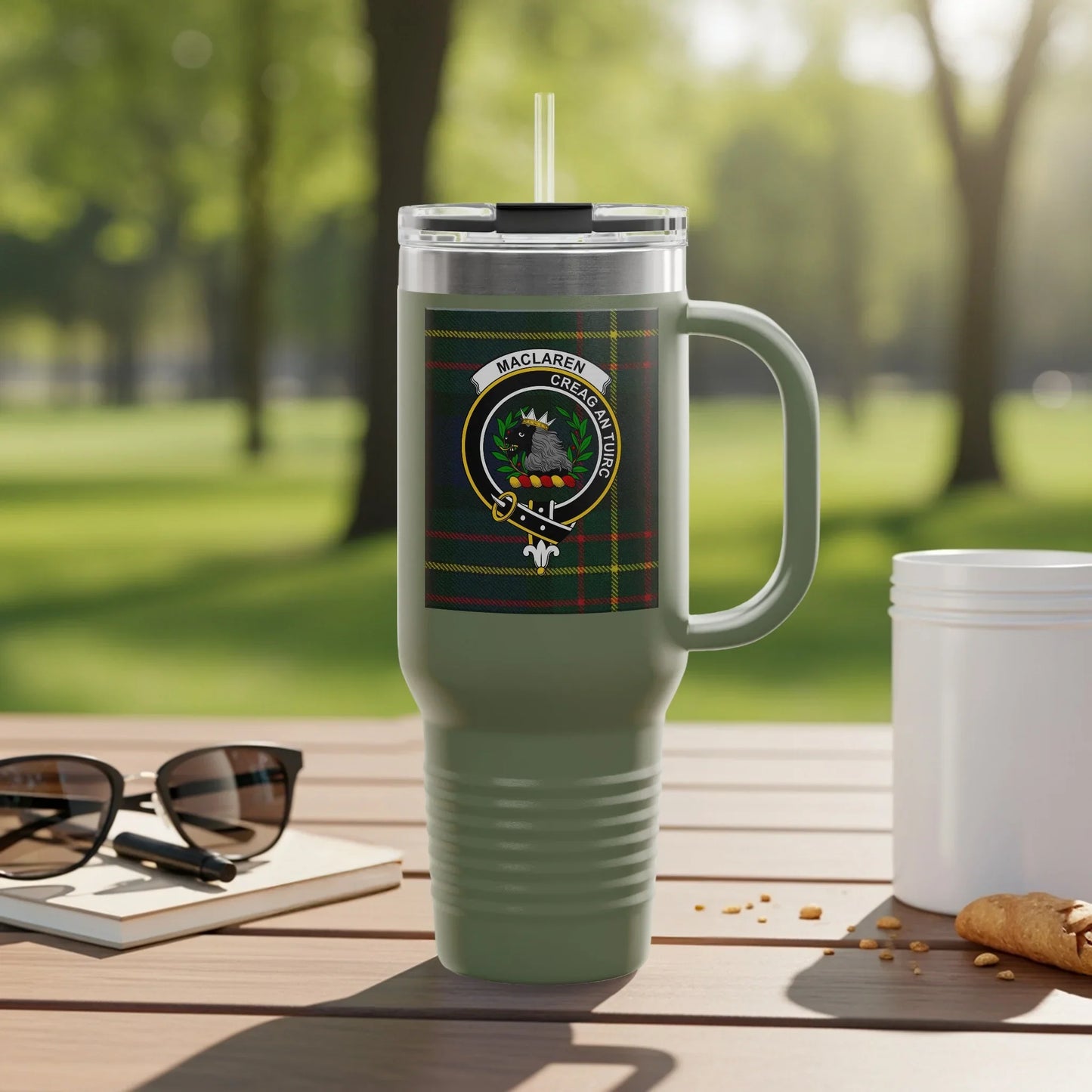 Clan Maclaren Crest Tartan Travel Mug product type