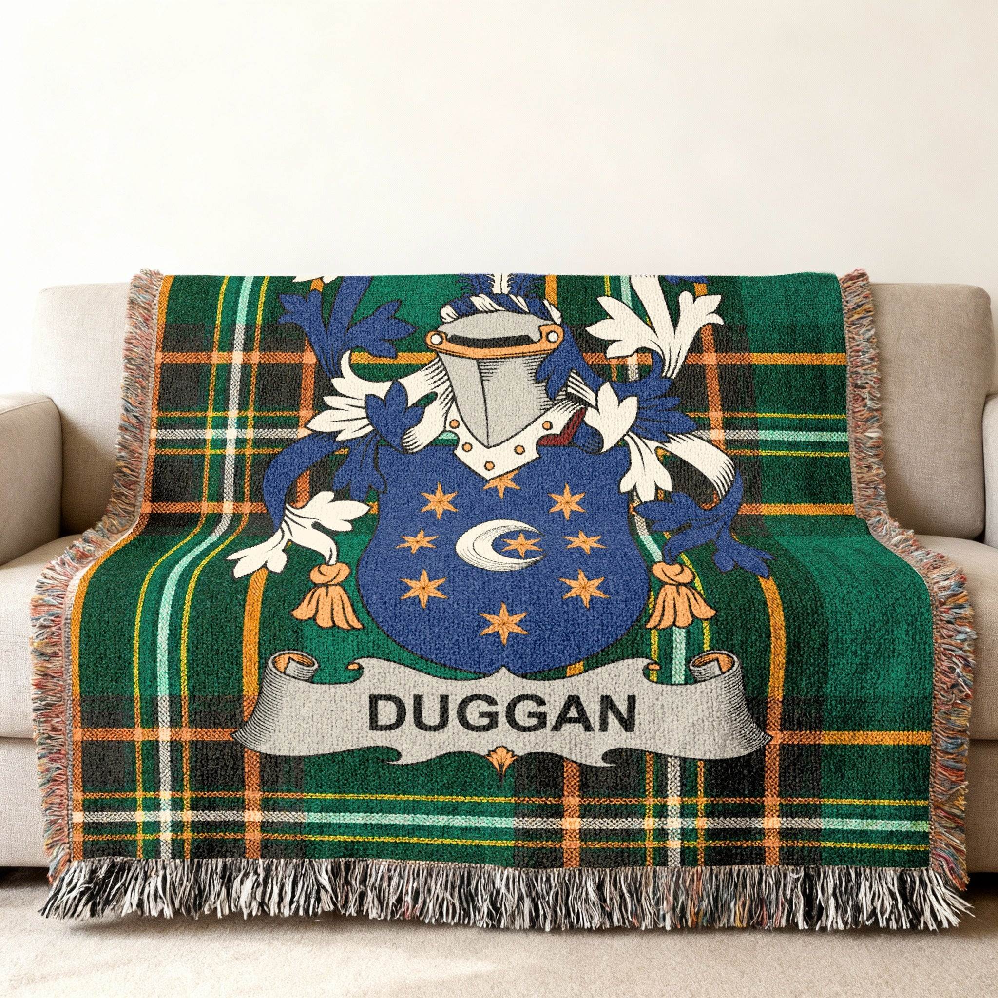Duggan Family Crest Green Tartan Plaid Blanket product type