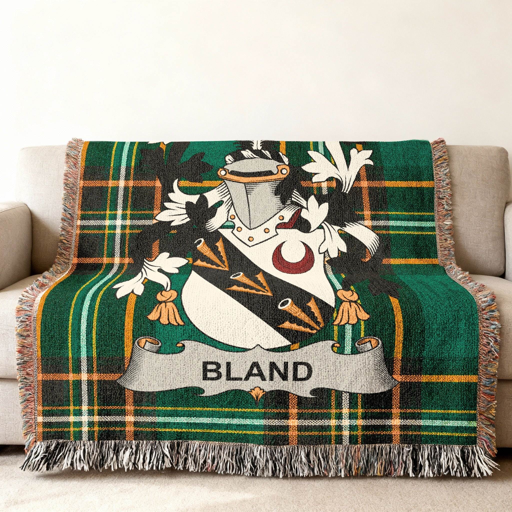 Bland Family Crest Plaid Green Black Orange product type