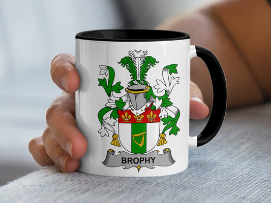 Brophy Irish Surname Family Crest Coat of Arms Mug - Living Stone Gifts