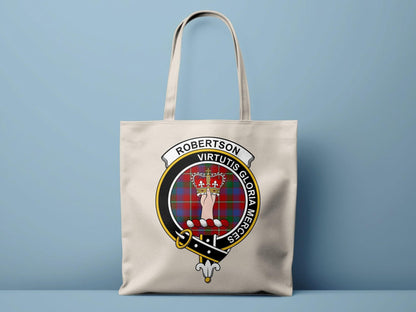 Robertson Virtutis Gloria Merces Scottish Clan Tote Bags - Celtic Ancestry Gifts