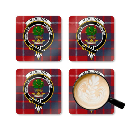 Clan Hamilton Tartan Plaid Coaster Set product type