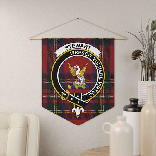 Stewart Clan Scottish Tartan Crest Design Wall Pennant - Celtic Ancestry Gifts
