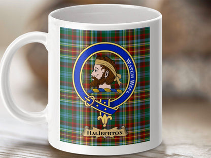 Haliburton Plaid Design Mug with Crest product