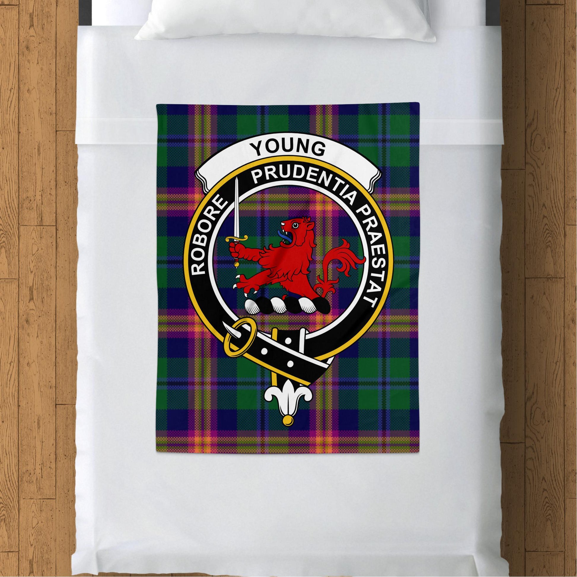 Scottish Clan Young Tartan Symbol Throw Blanket - Living Stone Gifts