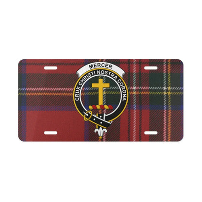 Mercer Family Crest Plaid License Plate automotive product