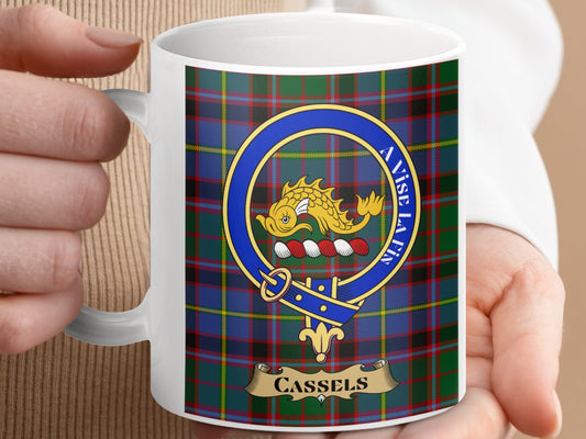 Clan Cassels Scottish Tartan Crest Family Name Mug - Living Stone Gifts